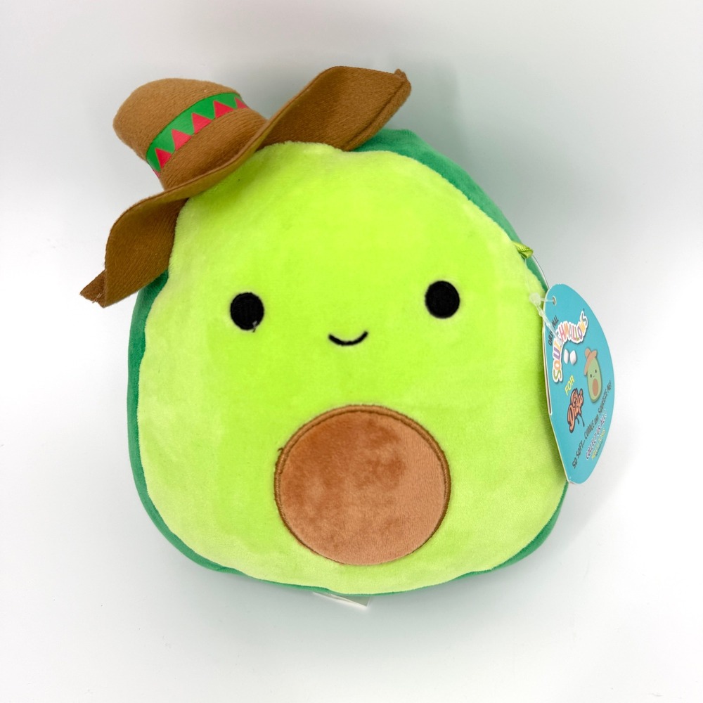NWT Squishmallows for Toy Drops‎ Austin Avocado Brown Mexican Hat Sombrero 7"